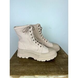 NWOB Free People Camp Out Canvas Lace up Combat Boots 40